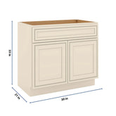 J&K Pearl Glazed H9 Vanity Base Sink Door/False Drawer 36" W x 33" H x 21" D