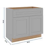 J&K Castle Grey S5 Vanity Base Sink Door/False Drawer 36" W x 33" H x 21" D