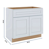 J&K White Shaker S8 Vanity Base Sink Door/False Drawer 36" W x 33" H x 21" D