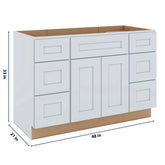 J&K White Shaker S8 Vanity Sink Combo 48" W x 33" H x 21" D