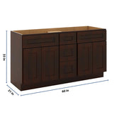 J&K Java Coffee S1 Vanity Sink Combo 60" W x 33" H x 21" D