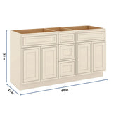 J&K Pearl Glazed H9 Vanity Sink Combo 60" W x 33" H x 21" D
