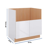 Modernform Cabinet Gloss White 33" W X 34 1/2" H X 24" D Farm Sink Base Cabinet