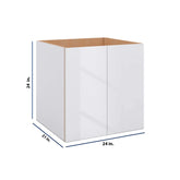 Modernform Cabinet Gloss White 24" W X 24" H X 21" D Vanity Floating Full Height Double Door Cabinet