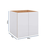 Modernform Cabinet Matte White 24" W X 24" H X 21" D Vanity Floating Full Height Double Door Cabinet