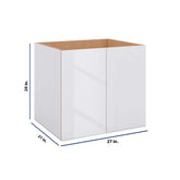 Modernform Cabinet Gloss White 27" W X 24" H X 21" D Vanity Floating Full Height Double Door Cabinet