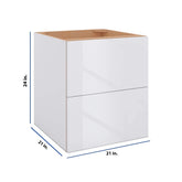 Modernform Cabinet Gloss White 21" W X 24" H X 21" D Vanity Floating Drawers Cabinet