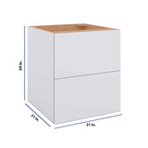 Modernform Cabinet Matte White 21" W X 24" H X 21" D Vanity Floating Drawers Cabinet