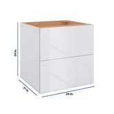 Modernform Cabinet Gloss White 24" W X 24" H X 21" D Vanity Floating Drawers Cabinet