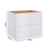 Modernform Cabinet Gloss White 30" W X 24" H X 21" D Vanity Floating Drawers Cabinet