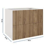 Modernform Cabinet Walnut 30" W X 24" H X 21" D Vanity Floating Drawers Cabinet