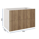 Modernform Cabinet Walnut 36" W X 24" H X 21" D Vanity Floating Drawers Cabinet