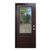 Hometown 3/0x6/8 3/4 Lite Prehung Fiberglass Door in Dark Walnut