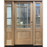 5 ft. 9 in. x 6 ft. 8 in. Exterior Mahogany 9 Lite Marginal Prairie Door with Sidelites