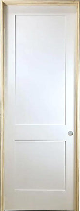 32 in x 96 in White 2-Panel Shaker Solid Core Primed MDF Prehung Interior Door