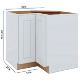 J&K White Shaker S8 Base Corner 90 Lazy Susan - 36" W