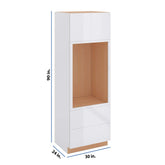 Modernform Cabinet Gloss White 30" W X 90" H X 24" D Tall Oven/Microwave Cabinet