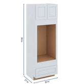 J&K White Shaker S8 Double Oven w/One (1) Bottom Drawer 30" W x 90" H x 27" D