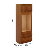 J&K Mocha Glazed K10 Single Oven w/Two (2) Bottom Drawers 30" W x 90" H x 27" D