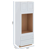 J&K White Shaker S8 Single Oven w/Two (2) Bottom Drawers 30" W x 90" H x 27" D