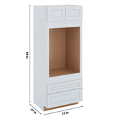 J&K White Shaker S8 Single Oven w/Two (2) Bottom Drawers 33" W x 84" H x 27" D