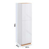 Modernform Cabinet Gloss White 24" W X 90" H X 24" D Double Door Tall Pantry Cabinet
