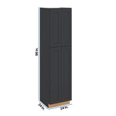 Modernform Cabinet Onyx Black Shaker 24" W X 96" H X 24" D Tall Pantry Cabinet