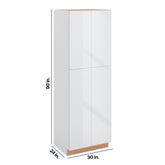 Modernform Cabinet Gloss White 30" W X 90" H X 24" D Double Door Tall Pantry Cabinet