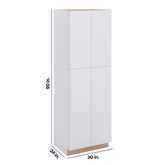 Modernform Cabinet Matte White 30" W X 90" H X 24" D Double Door Tall Pantry Cabinet