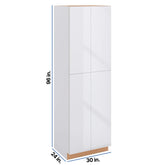 Modernform Cabinet Gloss White 30" W X 96" H X 24" D Double Door Tall Pantry Cabinet