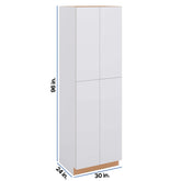 Modernform Cabinet Matte White 30" W X 96" H X 24" D Double Door Tall Pantry Cabinet