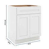 CNC Luxor 5-Piece White 27" W 1 Drawer Front Double Door Sink Base Cabinet