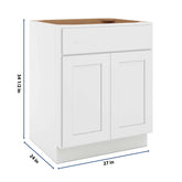 CNC Luxor White 27" W 1 Drawer Front Double Door Sink Base Cabinet