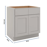 CNC Luxor Misty Grey 30" W Double Door Removable Sink Base Cabinet