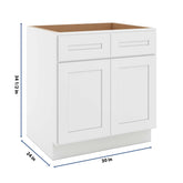 CNC Luxor 5-Piece White 30" W Double Door Removable Sink Base Cabinet