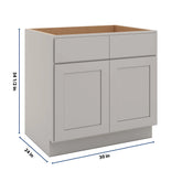 CNC Luxor Misty Grey 33" W Double Door Removable Sink Base Cabinet
