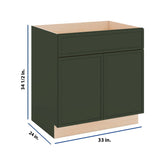 Modernform Cabinet Slim Sage Green 33" W X 34 1/2" H X 24" D Double Door Sink Base Cabinet