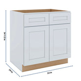 J&K White Shaker S8 Sink Base - 33" W