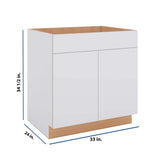 Modernform Cabinet Matte White 33" W X 34 1/2" H X 24" D Double Door Sink Base Cabinet