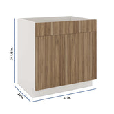 Modernform Cabinet Walnut 33" W X 34 1/2" H X 24" D Double Door Sink Base Cabinet