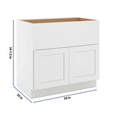 CNC Luxor 5-Piece White 36" W Double Door Farm Sink Base Cabinet