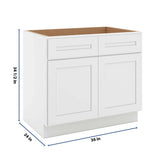 CNC Luxor 5-Piece White 36" W Double Door Removable Sink Base Cabinet