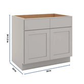 CNC Luxor Misty Grey 36" W Double Door Removable Sink Base Cabinet