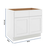 CNC Luxor White 36" W Double Door Removable Sink Base Cabinet