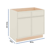 Modernform Cabinet Slim Dove White 36" W X 34 1/2" H X 24" D Double Door Sink Base Cabinet