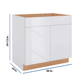 Modernform Cabinet Gloss White 36" W X 34 1/2" H X 24" D Double Door Sink Base Cabinet
