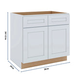 J&K White Shaker S8 Sink Base - 36" W
