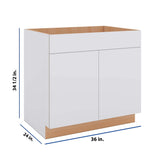 Modernform Cabinet Matte White 36" W X 34 1/2" H X 24" D Double Door Sink Base Cabinet
