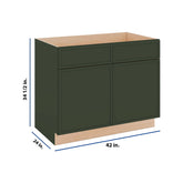Modernform Cabinet Slim Sage Green 42" W X 34 1/2" H X 24" D Double Door Sink Base Cabinet
