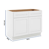 CNC Luxor 5-Piece White 42" W 2 Drawer Front Double Door Sink Base Cabinet